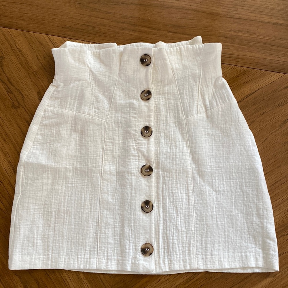TOPSHOP BUTTON FRONT PAPERBAG MINI SKIRT
